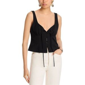 WAYF Isola Tank Top Women’s XL Black Button Tie Front Cotton Pullover Babydoll